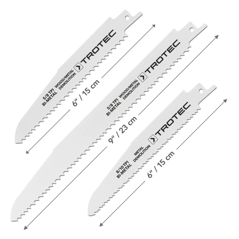 Набор пилочных полотен для пилы сабельной Trotec 5 pieces Wood/Metal Set (6215001201)