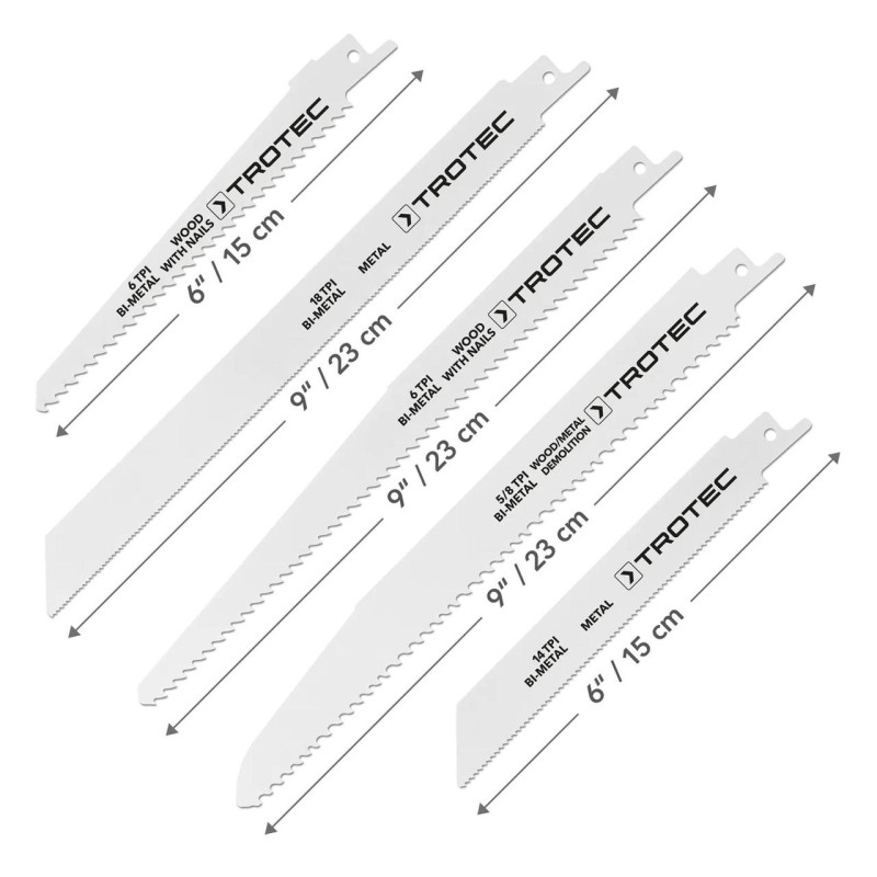 Набор пилочных полотен для пилы сабельной Trotec 12 pieces Wood/Metal Set (6215001210)