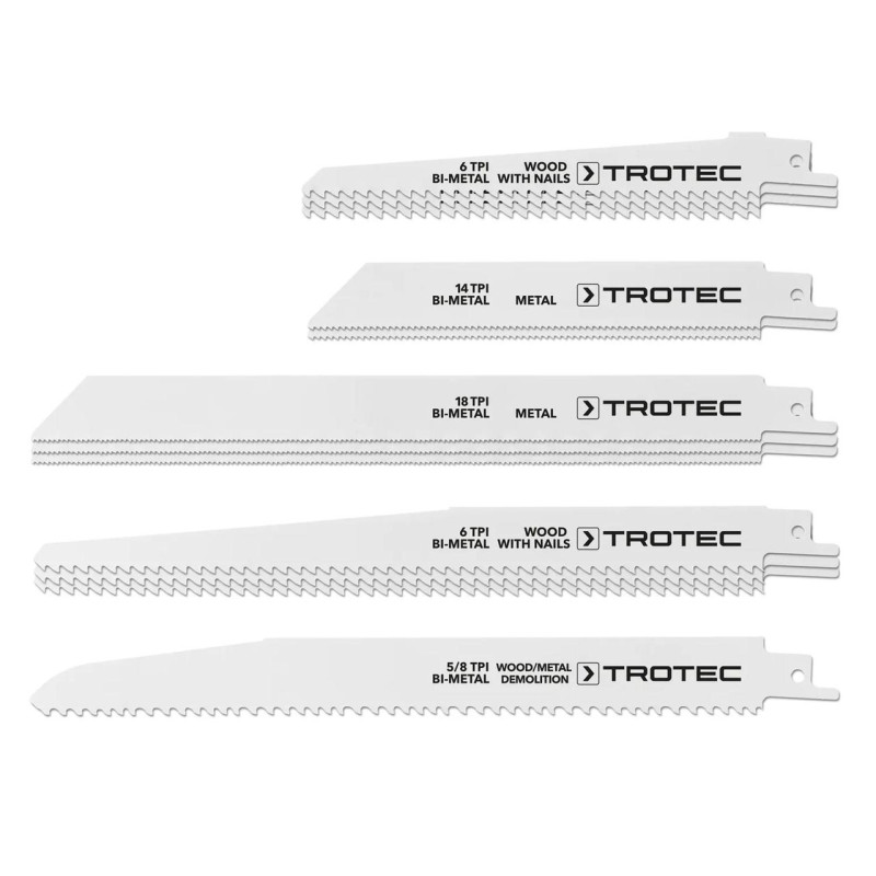 Набор пилочных полотен для пилы сабельной Trotec 12 pieces Wood/Metal Set (6215001210)