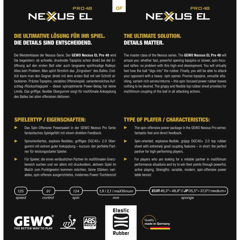 Ракетка для настольного тенниса Gewo Force ARC OFF+, Nexxus EL Pro 48+Neoflexx eFT 45 FL (1069100001)
