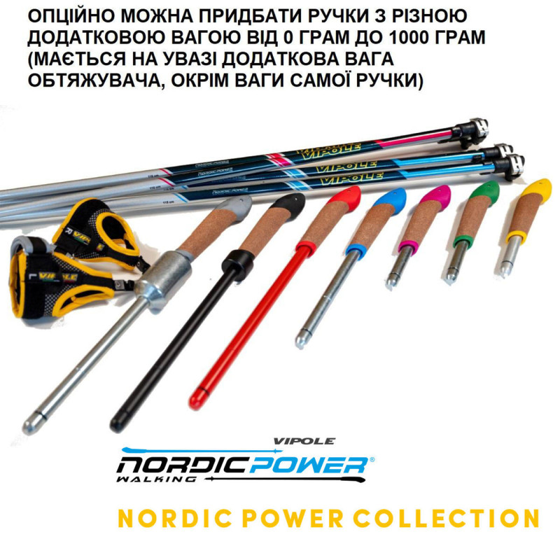 Секция палок для скандинавской ходьбы Vipole Asta Power Steps Blue 115 (SW20 01)