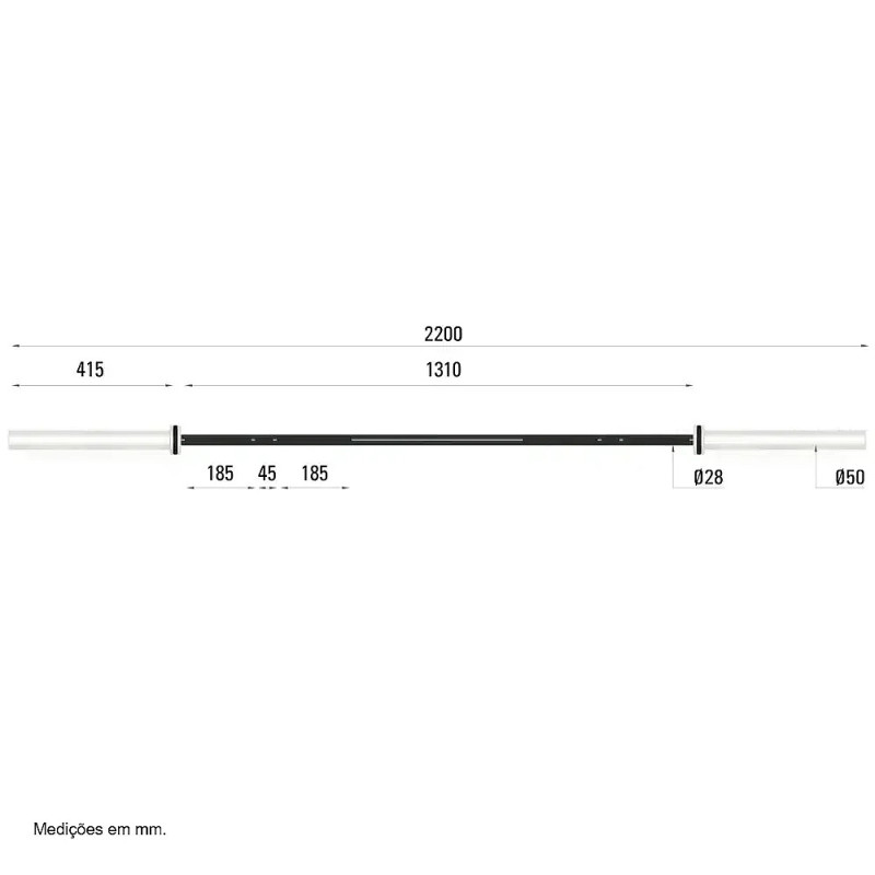 Гриф для штанги Toorx Max 450 Kg Cross Challenge 220 см 50 мм (BO-450)