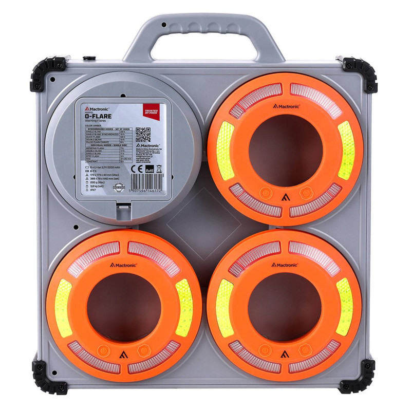 Комплект фонарей профессиональных Mactronic O-Flare (40Lm) Amber Magnetic Recharg 12/220V (PSD0113)
